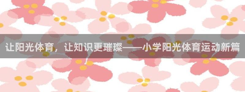 杏悦电子有限公司：让阳光体育，让知识更璀璨——小学阳光体育运动新篇